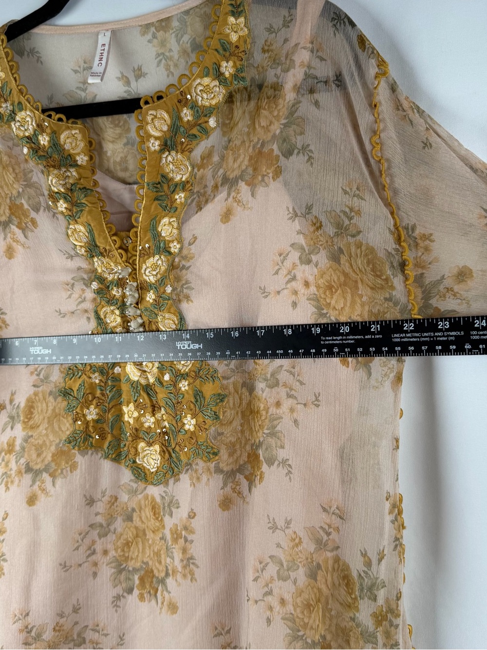 Ethnic Elegant Floral Embroidered Women's 4 piece in Mustard - Picture 7 of 8